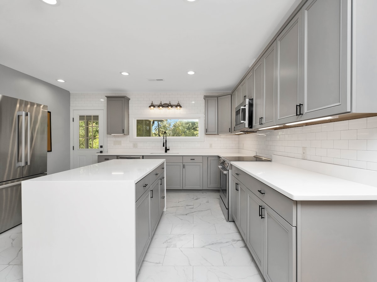 Finished porcelain countertop installation in a Vancouver kitchen
